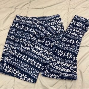 Blue snowflake christmas pajama pants